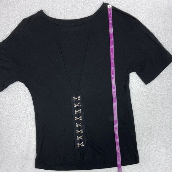 Top shop black tee corset look hook front size 2 - Picture 3 of 9